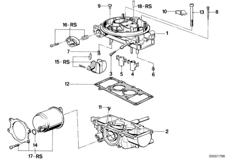 13111715126 COVER CARBURETTOR Fuel Preparation System Carburettor BMW 3er E36 E30 E28 >1796<, Coperchio del carburatore