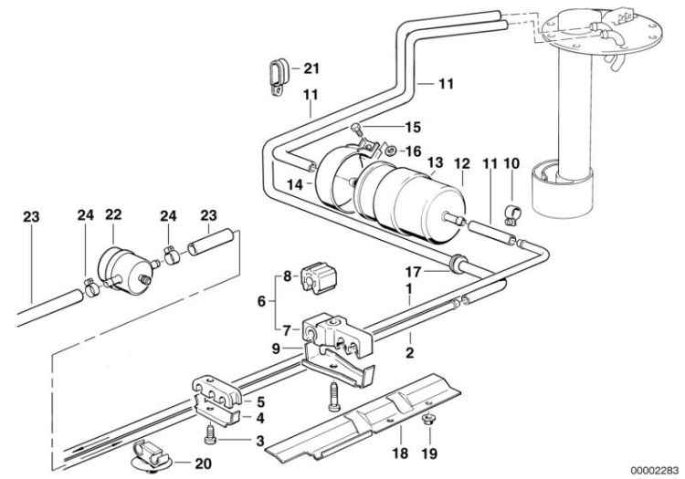 Fuel supply/single filter ->