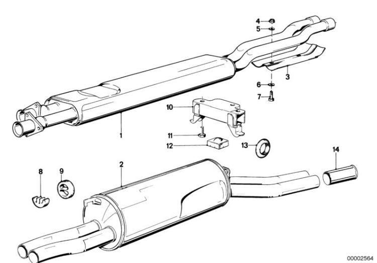 Exhaust assy without catalyst ->47159180034