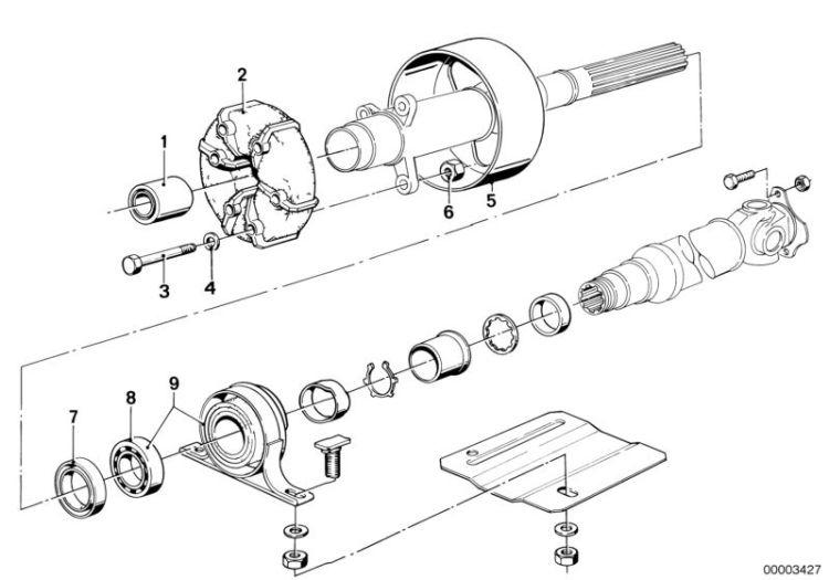 Drive shaft,univ.joint/centre mounting ->47157260033