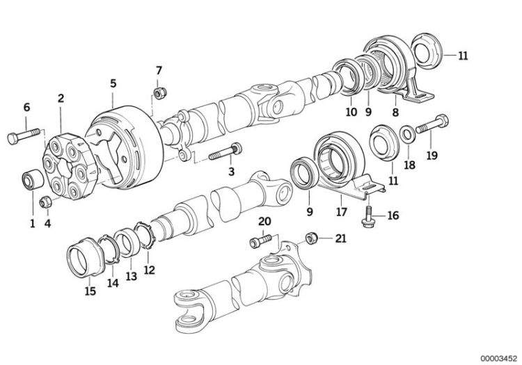Drive shaft-cent.bearing-universal joint ->47151330065