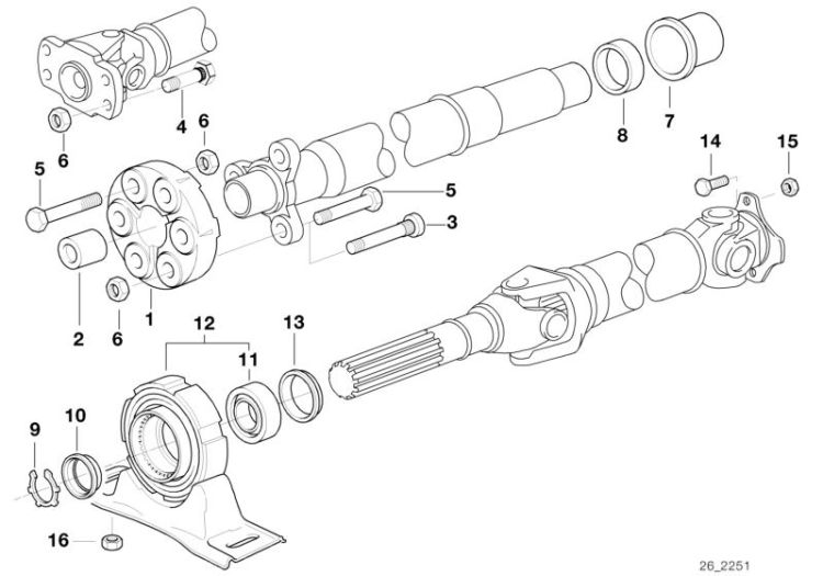 Drive shaft-cent.bearing-universal joint ->47452260286