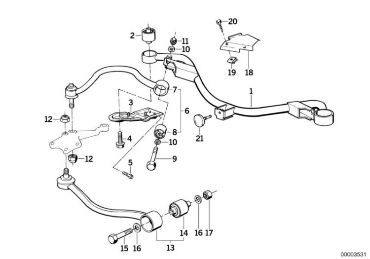 Front axle support/wishbone ->