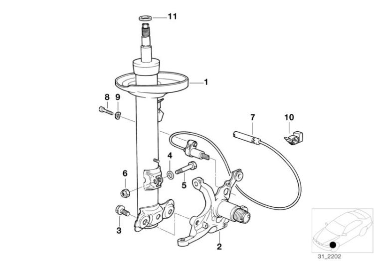 Front spring strut/shock absorber ->47425310417