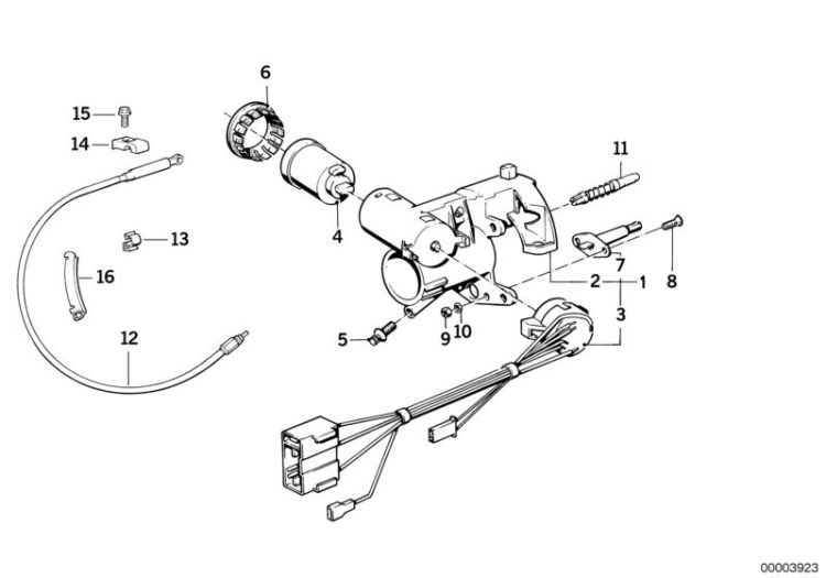 Steering lock/ignition switch ->