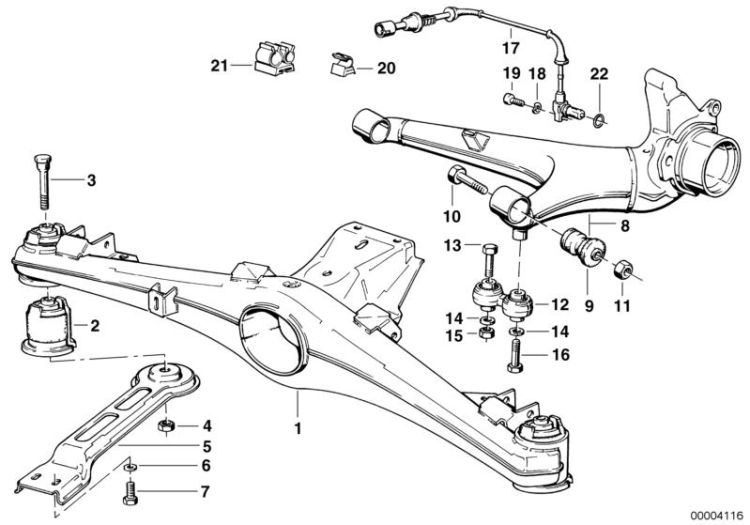 Rear axle support/wheel suspension ->47177330206