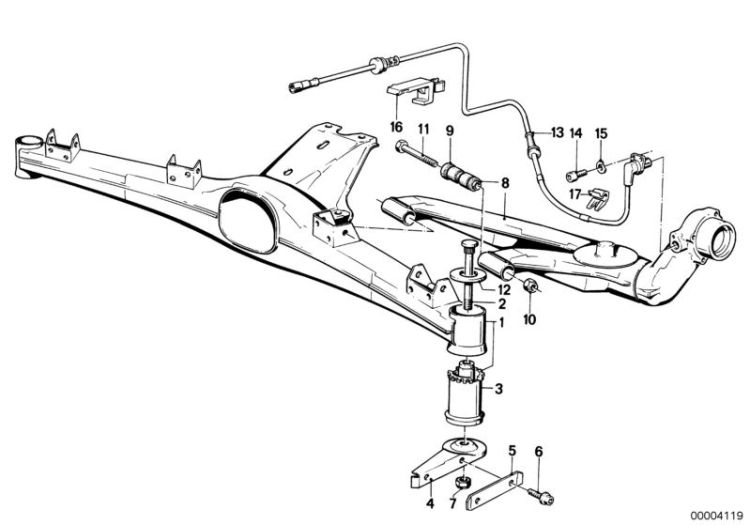 Rear axle support/wheel suspension ->47249330211