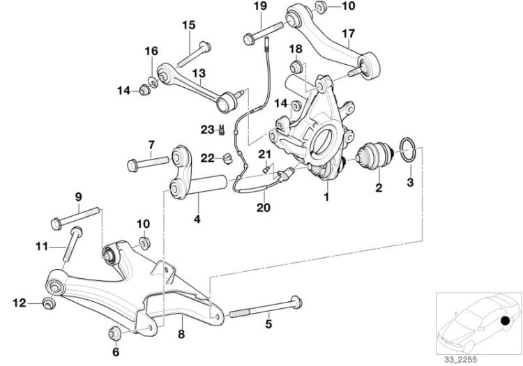 Rear axle support/wheel suspension ->47416331005