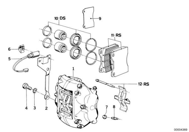 Front wheel brake, brake pad sensor ->47151340012