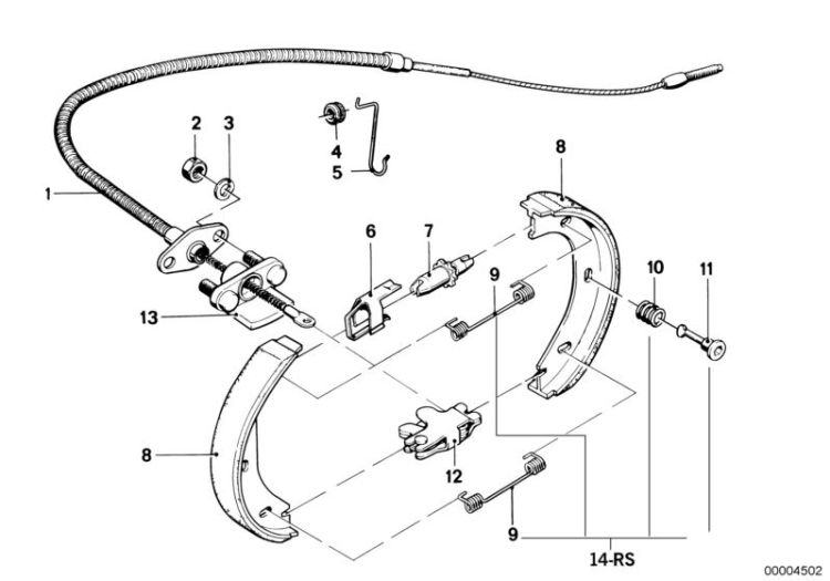 Parking brake/brake shoes ->