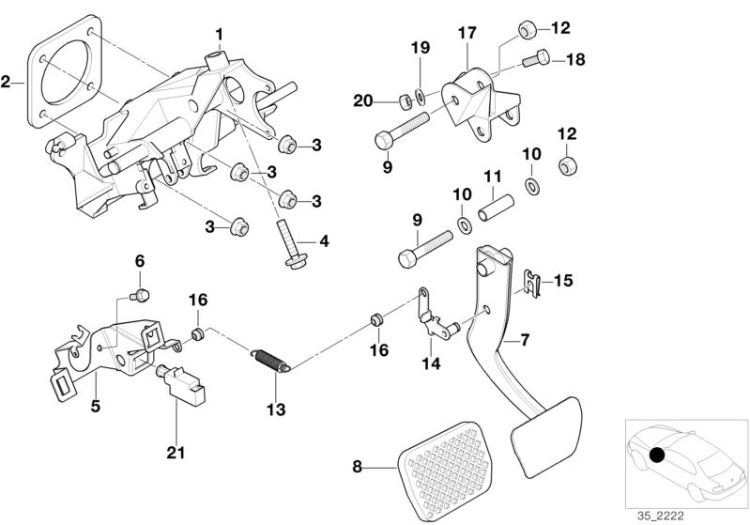 Pedals supporting bracket/brake pedal ->47158240148