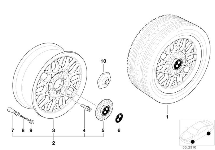 BMW light alloy wheel, cross spoke 29 ->47367361618
