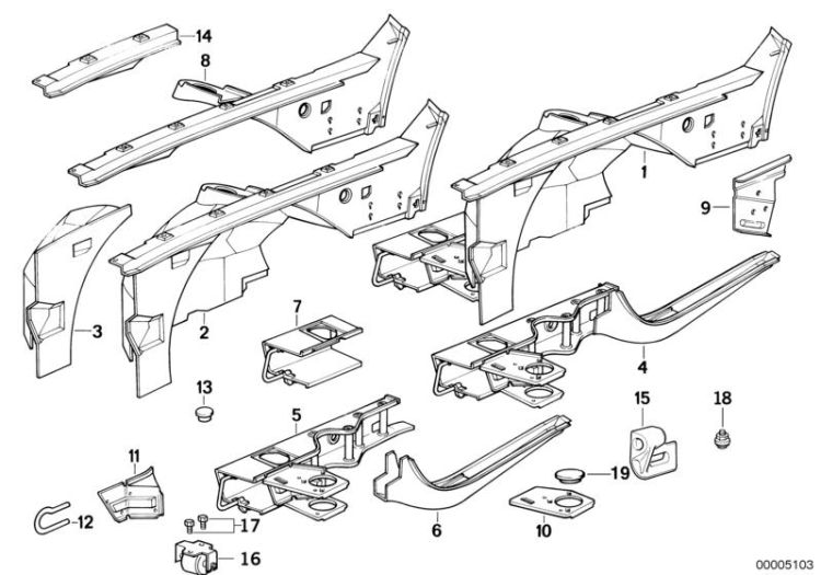 41111978187 SECTION OF LEFT ENGINE SUPPORT Bodywork Front body BMW 5er E39 41111964585 E34 E32 >5103<, Sezione di supporto motore sinistra