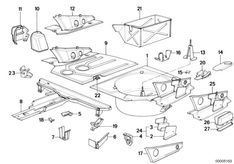 Mounting parts for trunk floor panel ->47195410296