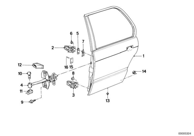 Rear door - hinge/door brake ->47268410678