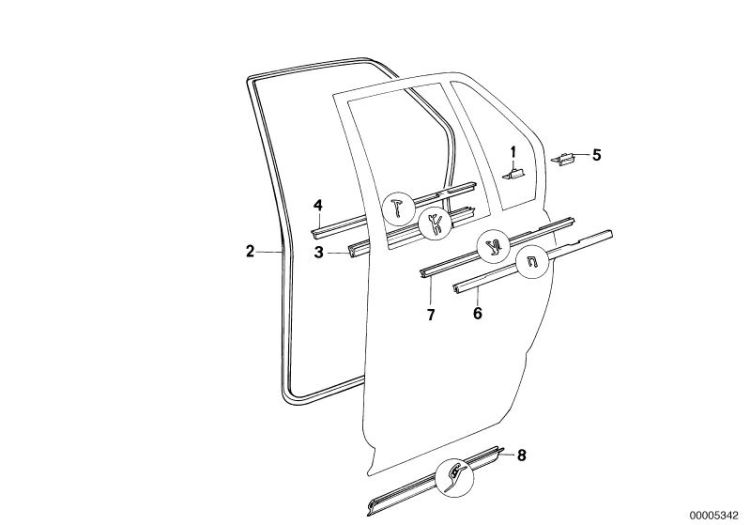 Door weatherstrip, rear ->47367410736