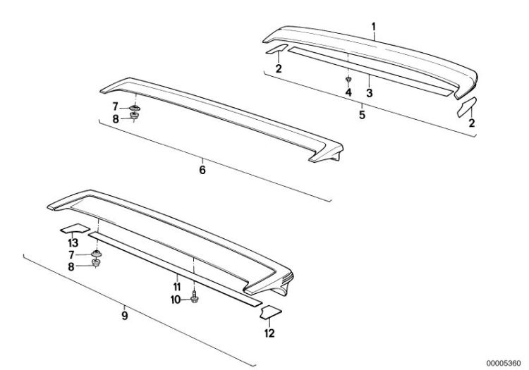 Rear spoiler single parts ->47195410779