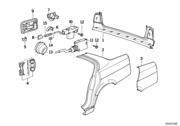 41008110951 SECTION OF REAR LEFT FENDER Bodywork Body  rear body BMW 5er E39 41008107615  >5398<, Seccion d.pared lateral trasera izquier