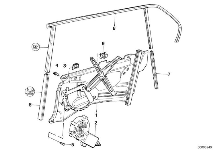 Door window lifting mechanism rear ->47342410716