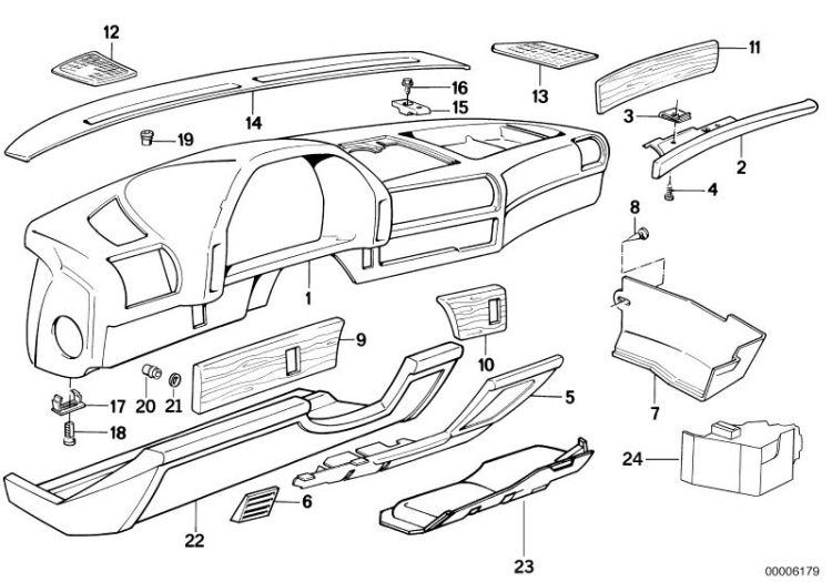 51451951170 TRIM PANEL LOWER RIGHT Vehicle trim Instrument carrier  mounting parts BMW 7er E38 E32 >6179<, Revest.inf.derecho