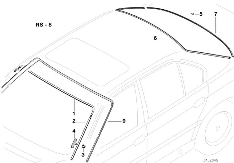 Glazing, mounting parts ->47507512124