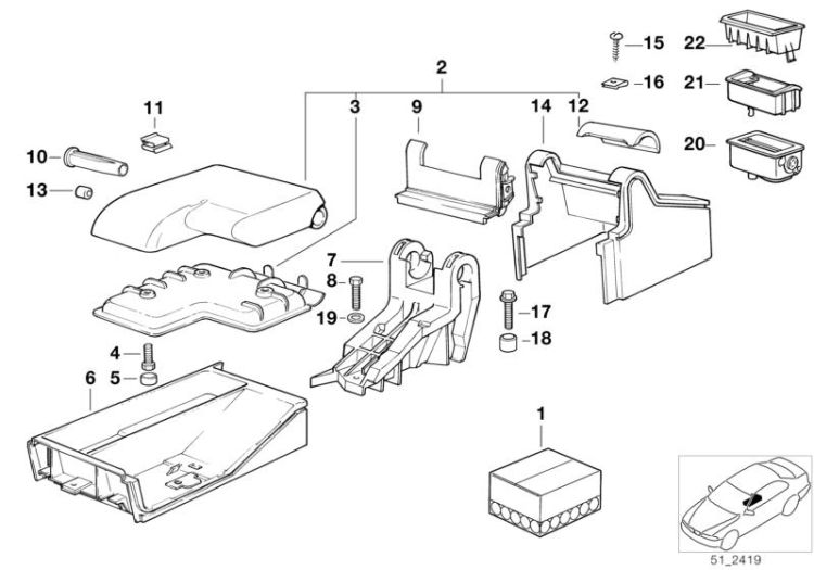 Element p cendrier, numéro 22 dans l'illustration