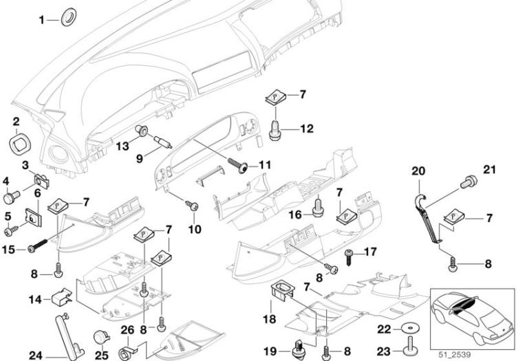 Anbauteile Instrumententafel ->47507512380