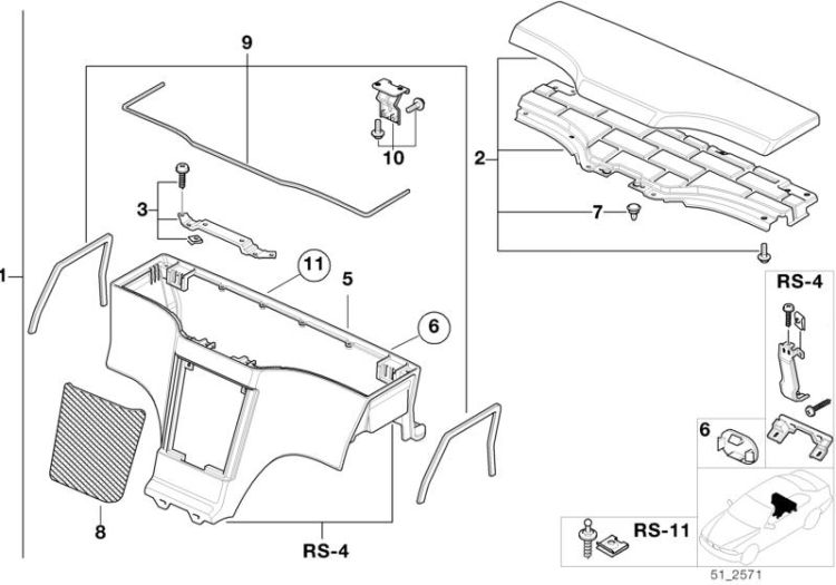 51168399086 Bottom part stowage box Vehicle trim Centre armrest  oddments trays BMW Z8 Roadster E52 Z3 >6885<, Parte inferior di portaobjetos