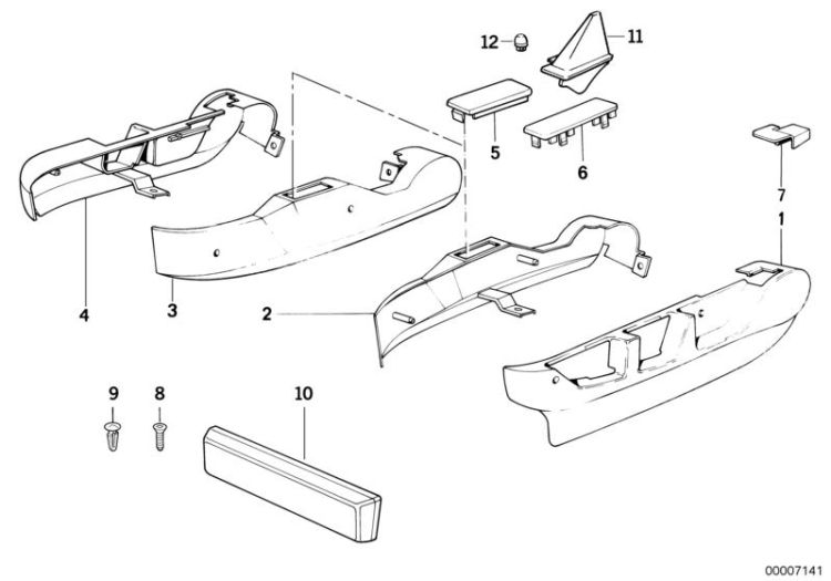 52101950229 Covering inner left Seats Front seat BMW 5er E39 E34 E32 >7141<, Paramento interior izquierda