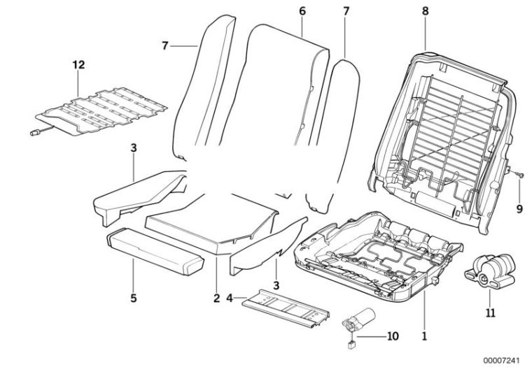 El.adj.backrest frame f BMW sports seat ->47327652296