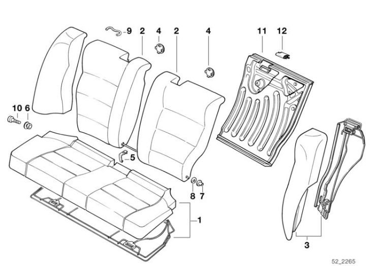 Seat,rear,cushion&cover, through-loading ->47424522178