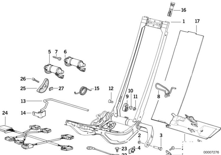 Bastidor BMW asiento deport. electr. ->47416520564