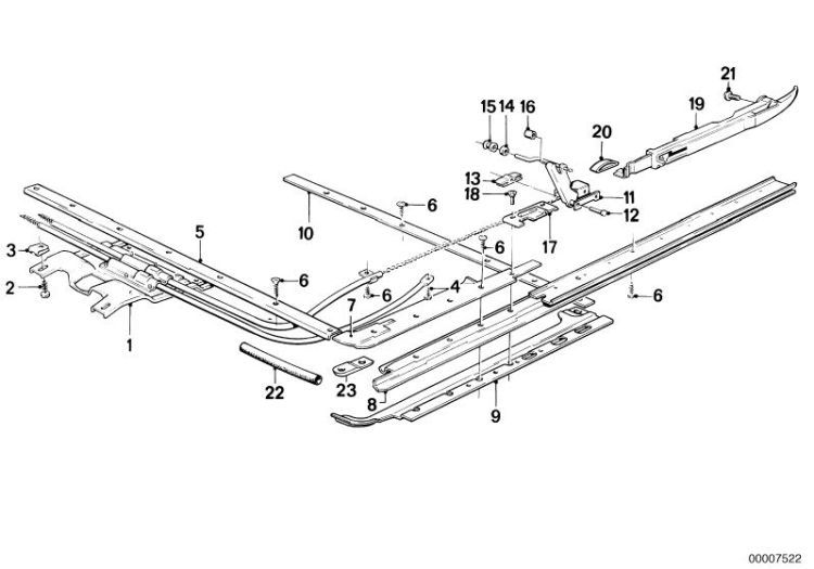 Single parts for sliding lifting roof ->47177540076