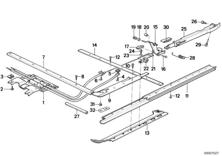 Single parts for sliding lifting roof ->47195540156