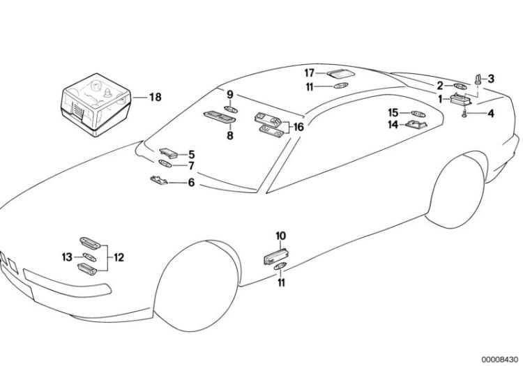 63311378068 ENGINE COMPARTMENT LIGHT Lighting Various lamps BMW Z3 Roadster Z3 63318350554 E36 E34 E32 E31 E52 >8430<, Luce vano motore