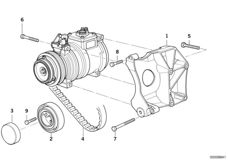 Air cond.compressor-supporting bracket ->