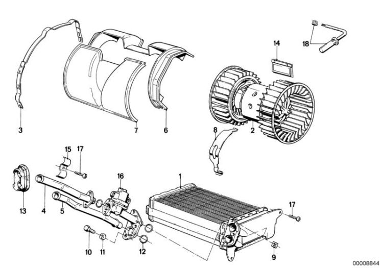 Heater radiator/blower ->47249640514