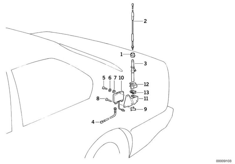 Radio/telephone antenna f official veh. ->1133230