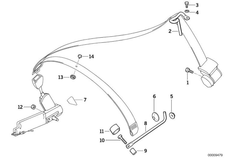 Front safety belt mounting parts ->47416720206