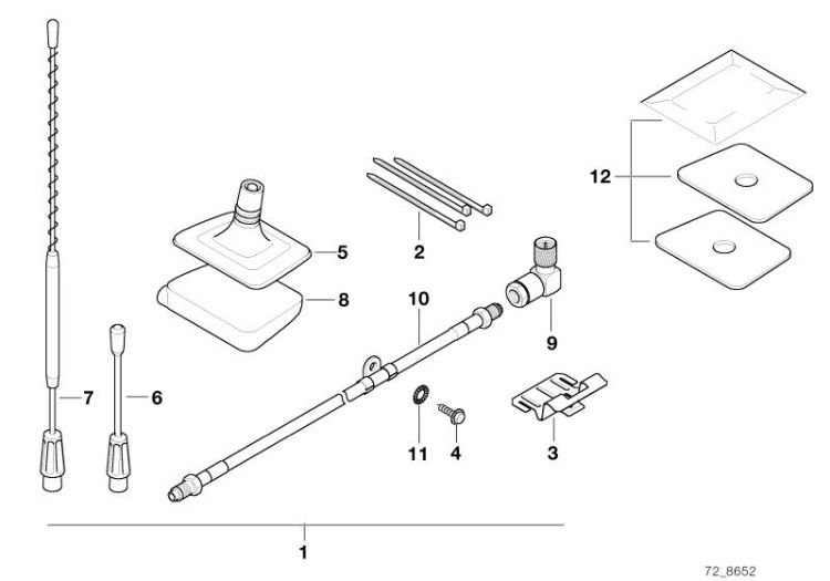 Kit de montage antenne de vitre ->47151031089