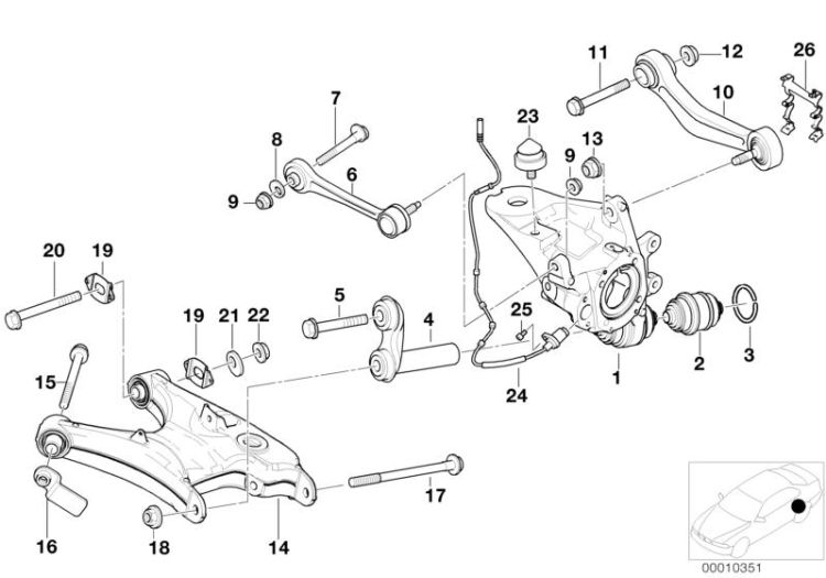 Rear axle support/wheel suspension ->47550330519