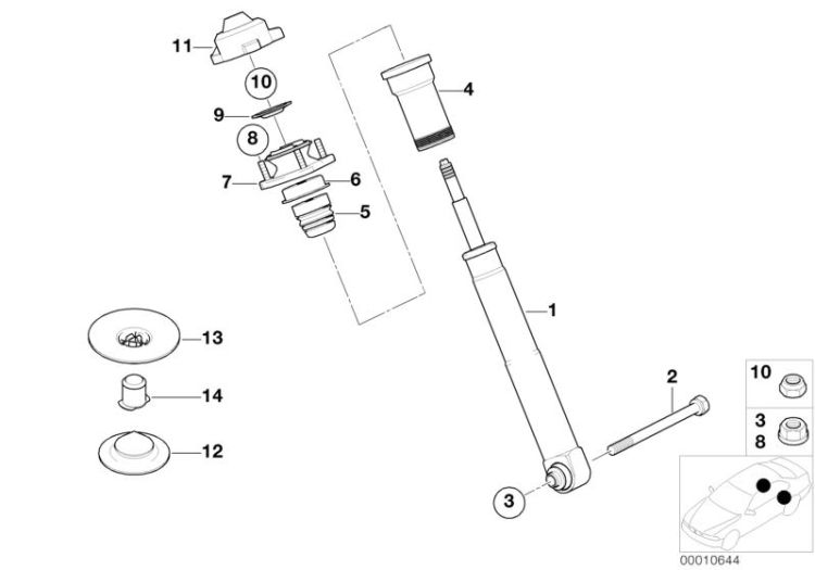 Single components for rear spring strut ->47551330523