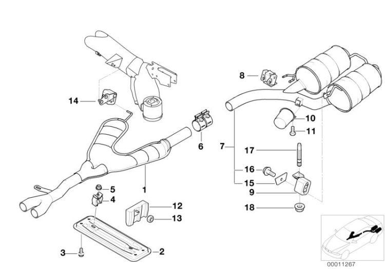 Exhaust system, rear ->47511180231