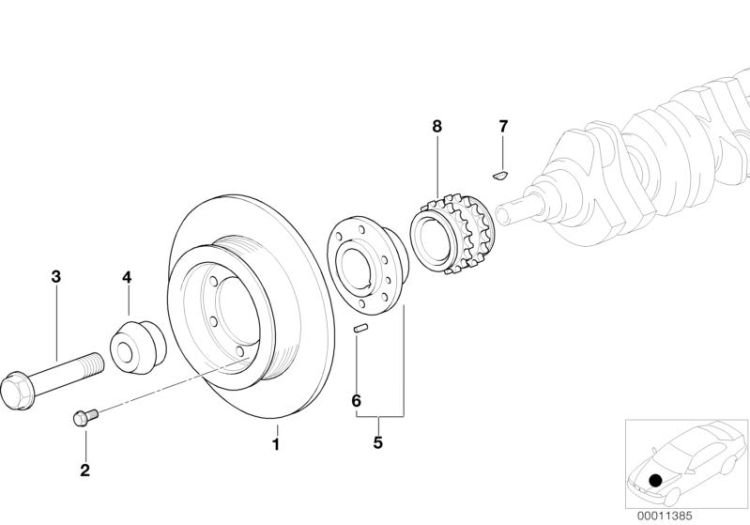 11237513862 Vibration damper Engine Belt Drive BMW 6er E24 11231438995 E46 E39 E60 E61 E65 E83 E53 E85 >11385<, Ammortizzatore