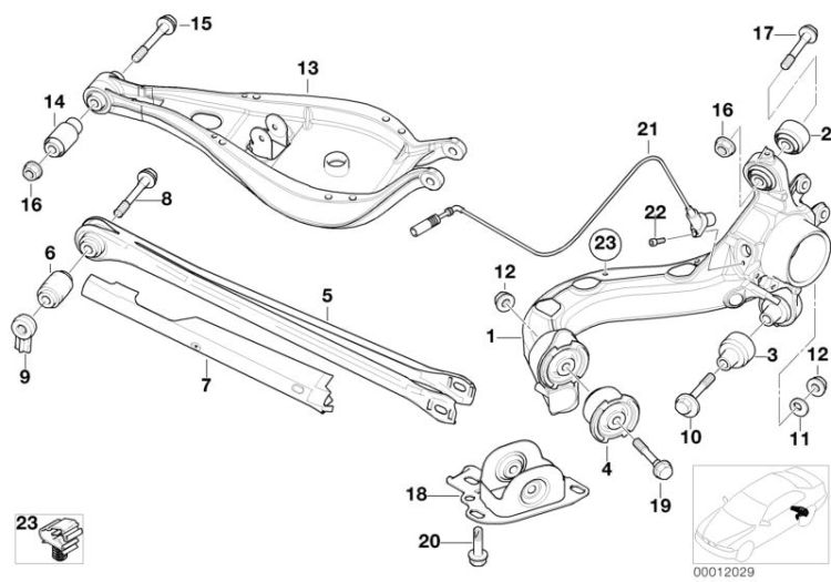 33322229686 Trailing arm right Rear Axle rear axle with suspension BMW 3er E90 E46 >12029<, Brazo longitudinal derecho