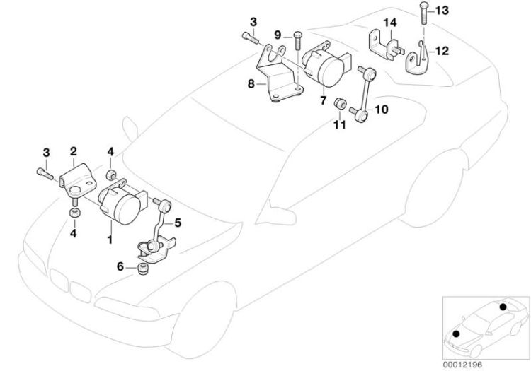 Headlight vertical aim control sensor ->47607330848