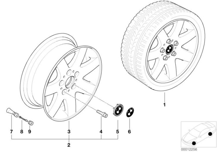 BMW light-alloy wheel star spokes 45 ->47416362194