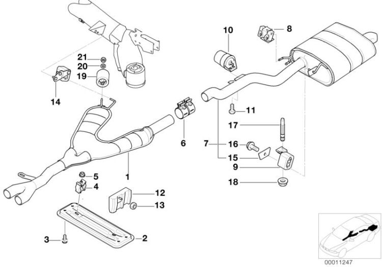 Exhaust system, rear ->47537180241