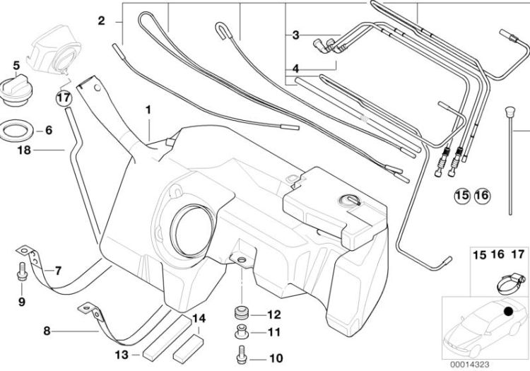 Plastic fuel tank, Number 01 in the illustration