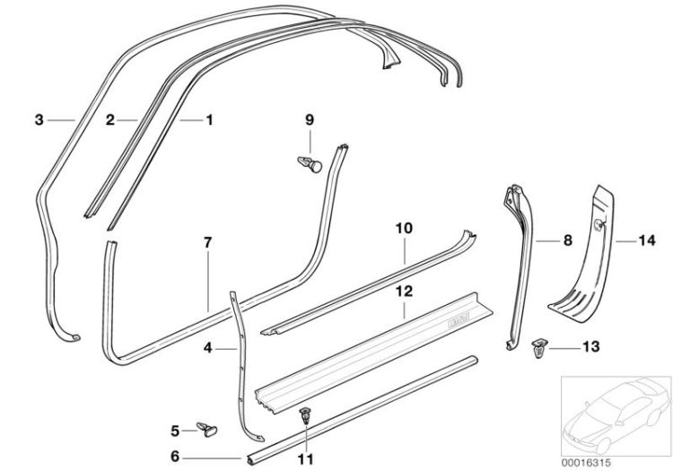 51711970105 ROOFLEDGE LEFT Vehicle trim Interior equipment bottom BMW Z3 Roadster Z3 E31 >16315<, Tettolistello sinistra